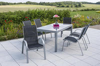 MX Alu Gartenmöbel Set Amalfi 7 tlg. schwarz, Textilbespannung