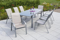 MX Alu Gartenmöbel Set Amalfi 9 tlg. champagner, Textilbespannung