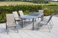 MX Alu Gartenmöbel Set Amalfi 7 tlg. champagner Tisch 140/200x90cm