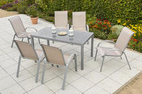 MX Alu Gartenmöbel Set Amalfi 7 tlg. champagner Tisch 150x90cm