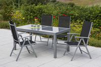 MX Alu Gartenmöbel Set Amalfi IIII 5 tlg. schwarz , Textilbespannung