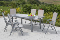 MX Alu Gartenmöbel Set Amalfi III 7 tlg. champagner, Textilbespannung