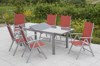 MX Alu Gartenmöbel Set Amalfi 7 tlg. terracotta 160/220x90cm