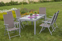 MX Alu Gartenmöbel Set Amalfi III 7 tlg. taupe, Textilbespannung