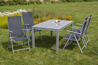 MX Alu Gartenmöbel Set Amalfi V 5 tlg. marineblau, Textilbespannung