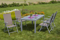 MX Alu Gartenmöbel Set Amalfi V 5 tlg. taupe, Textilbespannung