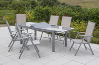 MX Alu Gartenmöbel Set Amalfi 7 tlg. champagner Tisch 140/200x90cm