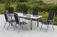 MX Alu Gartenmöbel Set Amalfi IIII 7 tlg. schwarz , Textilbespannung