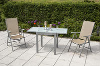 MX Alu Gartenmöbel Set Amalfi 3 tlg. Champagner Tisch 65/130x65cm