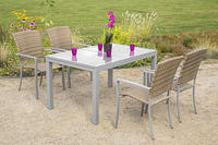 MX Alu Gartenmöbel Set I Savona natur 5 tlg. PolyRattan