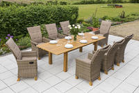 MX Gartenmöbel Set I Toskana natur 17 tlg. inkl. Auflagen, PolyRattan