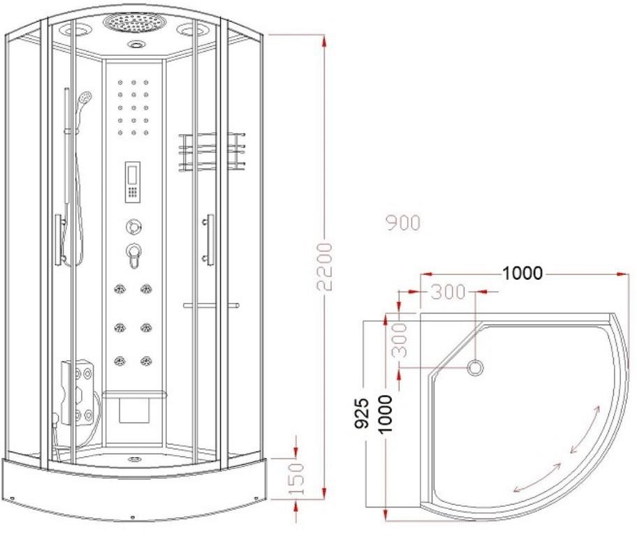 Deluxe Duschkabine WP-100-DT 100x100 ohne Dampf Deluxe Duschkabine WP-100-DT 100x100 ohne Dampf