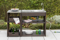 MX Gartenspüle Spültisch mit Sideboard Polyrattan braun