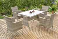 MX Gartenmöbel Trentino Set 9tlg. PolyRattan naturgrau