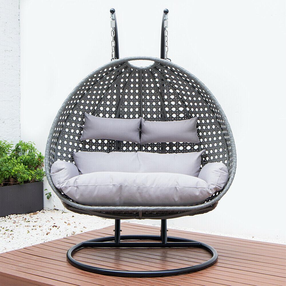 Deluxe Polyrattan Hängesessel TWIN grau oder braun mit Abdeckung<br>(Variante: Hängesessel grau + Abdeckung) Deluxe Polyrattan Hängesessel TWIN grau oder braun mit Abdeckung<br>(Variante: Hängesessel grau + Abdeckung)