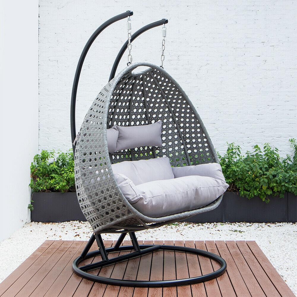 Deluxe Polyrattan Hängesessel TWIN grau oder braun mit Abdeckung<br>(Variante: Hängesessel grau + Abdeckung) Deluxe Polyrattan Hängesessel TWIN grau oder braun mit Abdeckung<br>(Variante: Hängesessel grau + Abdeckung)