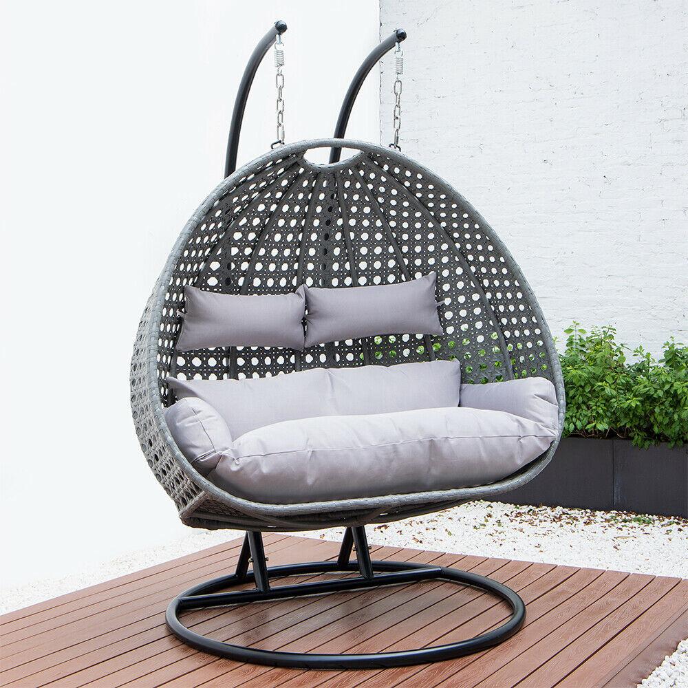 Deluxe Polyrattan Hängesessel TWIN grau oder braun mit Abdeckung<br>(Variante: Hängesessel grau + Abdeckung) Deluxe Polyrattan Hängesessel TWIN grau oder braun mit Abdeckung<br>(Variante: Hängesessel grau + Abdeckung)