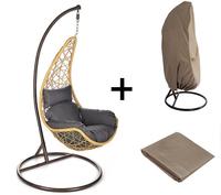 Deluxe Polyrattan Hängesessel CURL - komplett inkl. Regenabdeckung