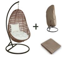 Deluxe Polyrattan Hängesessel NIDO - komplett inkl. Regenabdeckung