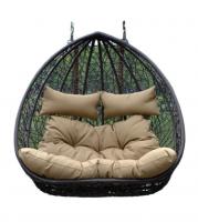 Deluxe Polyrattan Hängesessel-KORB "Twin Braun geschwungen"