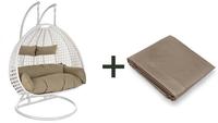 Deluxe Polyrattan Hängesessel TWIN weiss - komplett inkl. Regenabdeckung