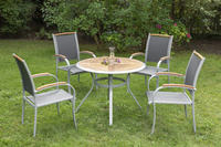 MX Gartenmöbel Siena I 5tlg. Set Aluminium, Textilgewebe, Akazienholz