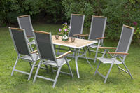 MX Gartenmöbel Siena 7tlg. Set Aluminium, Akazienholz