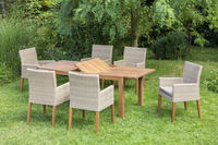MX Gartenmöbel Ranzano 7tlg. Set Kunststoffgeflecht, Akazie