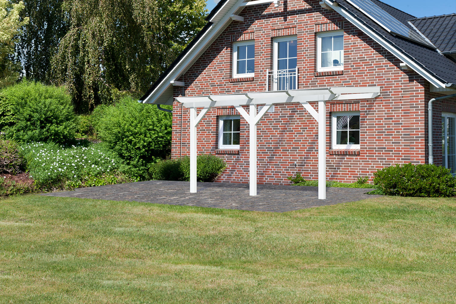 Karibu Terrassenüberdachung Modell 1 Größe B weiß MIT Dacheindeckung (10mm Doppelstegplatten) Karibu Terrassenüberdachung Modell 1 Größe B weiß MIT Dacheindeckung (10mm Doppelstegplatten)