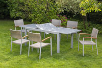 MX Gartenmöbel 7tlg. Esstischruppe Silano FSC ® Akazienholz Tisch 160/220x90