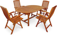 IN Gartenmöbel Set Bangor 5-teilig Eukalyptus Tisch 170/220x110cm