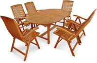 IN Gartenmöbel Set Sun Flair 7-teilig Eukalyptus Tisch 170/220x110cm