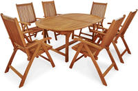 IN Gartenmöbel Set Bali 7-teilig Eukalyptus Tisch 170/220x110