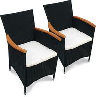 IN Gartensessel Valencia 2er Set Polyrattan/Holz schwarz