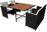 IN Gartenmöbel Set Faro 5-teilig Polyrattan schwarz Tisch 110x110cm