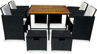 IN Gartenmöbel Set Faro 9-teilig Polyrattan schwarz Tisch 110x110cm