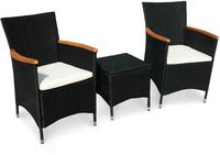 IN Gartenmöbel Stühle Set Valencia 3-teilig Polyrattan schwarz