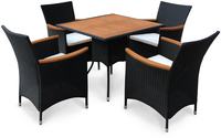 IN Gartenmöbel Set Valencia 5-teilig Polyrattan schwarz Tisch 85x85cm