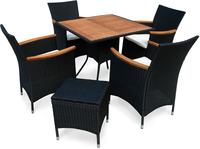 IN Gartenmöbel Set Valencia 6-teilig Polyrattan schwarz Tisch 85x85cm