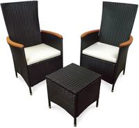 IN Gartenmöbel Sessel Set Valencia 3-teilig Polyrattan schwarz