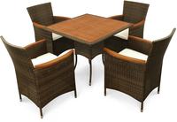 IN Gartenmöbel Set Valencia 5-teilig Polyrattan braun Tisch 85x85cm