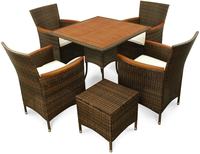 IN Gartenmöbel Set Valencia 6-teilig Polyrattan braun Tisch 85x85cm
