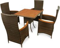 IN Gartenmöbel Set Valencia 5-teilig Polyrattan braun Tisch 85x85cm