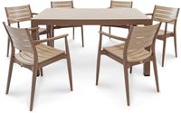 IN Gartenmöbel Set Regnum 7-teilig brown/cappuccino Tisch 150x90cm