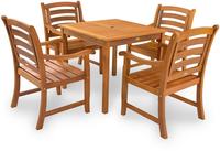 IN Gartenmöbel Set Montana 5-teilig Eukalyptus Tisch 80x80cm
