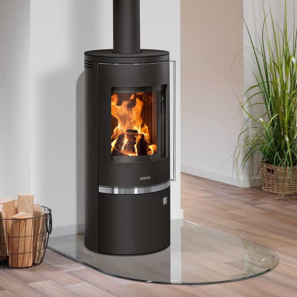 Kaminofen Justus Faro Top 2.0 Stahl Schwarz/Abdeckplatte Stahl rund 6 kw Kaminofen Justus Faro Top 2.0 Stahl Schwarz/Abdeckplatte Stahl rund 6 kw