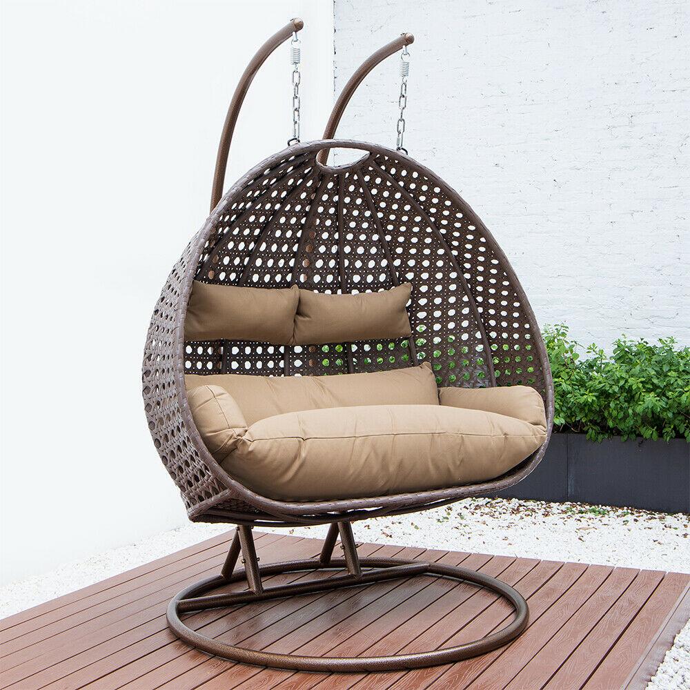 Deluxe Polyrattan Hängesessel TWIN braun oder grau mit Abdeckung<br>(Variante: Hängesessel braun + Abdeckung) Deluxe Polyrattan Hängesessel TWIN braun oder grau mit Abdeckung<br>(Variante: Hängesessel braun + Abdeckung)