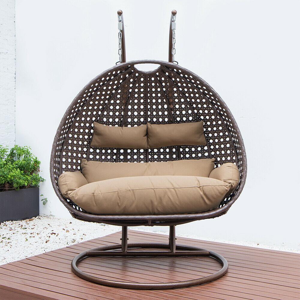 Deluxe Polyrattan Hängesessel TWIN braun oder grau mit Abdeckung<br>(Variante: Hängesessel braun + Abdeckung) Deluxe Polyrattan Hängesessel TWIN braun oder grau mit Abdeckung<br>(Variante: Hängesessel braun + Abdeckung)
