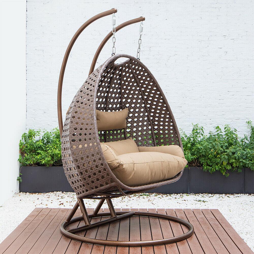Deluxe Polyrattan Hängesessel TWIN braun oder grau mit Abdeckung<br>(Variante: Hängesessel braun + Abdeckung) Deluxe Polyrattan Hängesessel TWIN braun oder grau mit Abdeckung<br>(Variante: Hängesessel braun + Abdeckung)