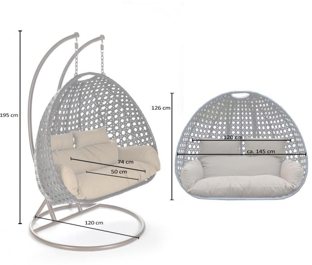 Deluxe Polyrattan Hängesessel TWIN braun oder grau mit Abdeckung<br>(Variante: Hängesessel braun + Abdeckung) Deluxe Polyrattan Hängesessel TWIN braun oder grau mit Abdeckung<br>(Variante: Hängesessel braun + Abdeckung)